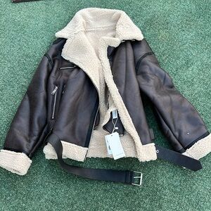 Leather and fur jacket